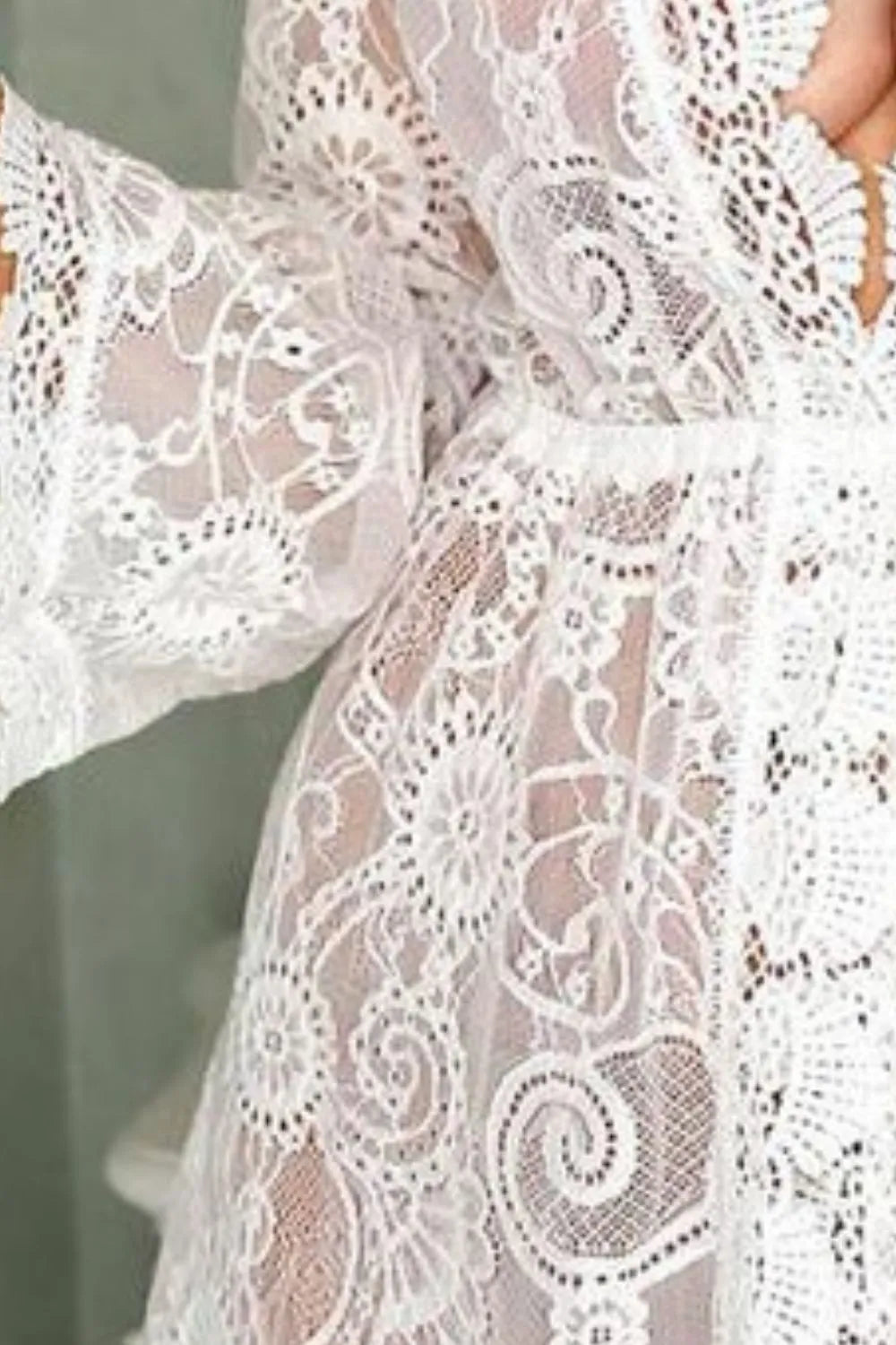 V-Neck Lace Cover-Up Dress - Maria de Fatima Andrade