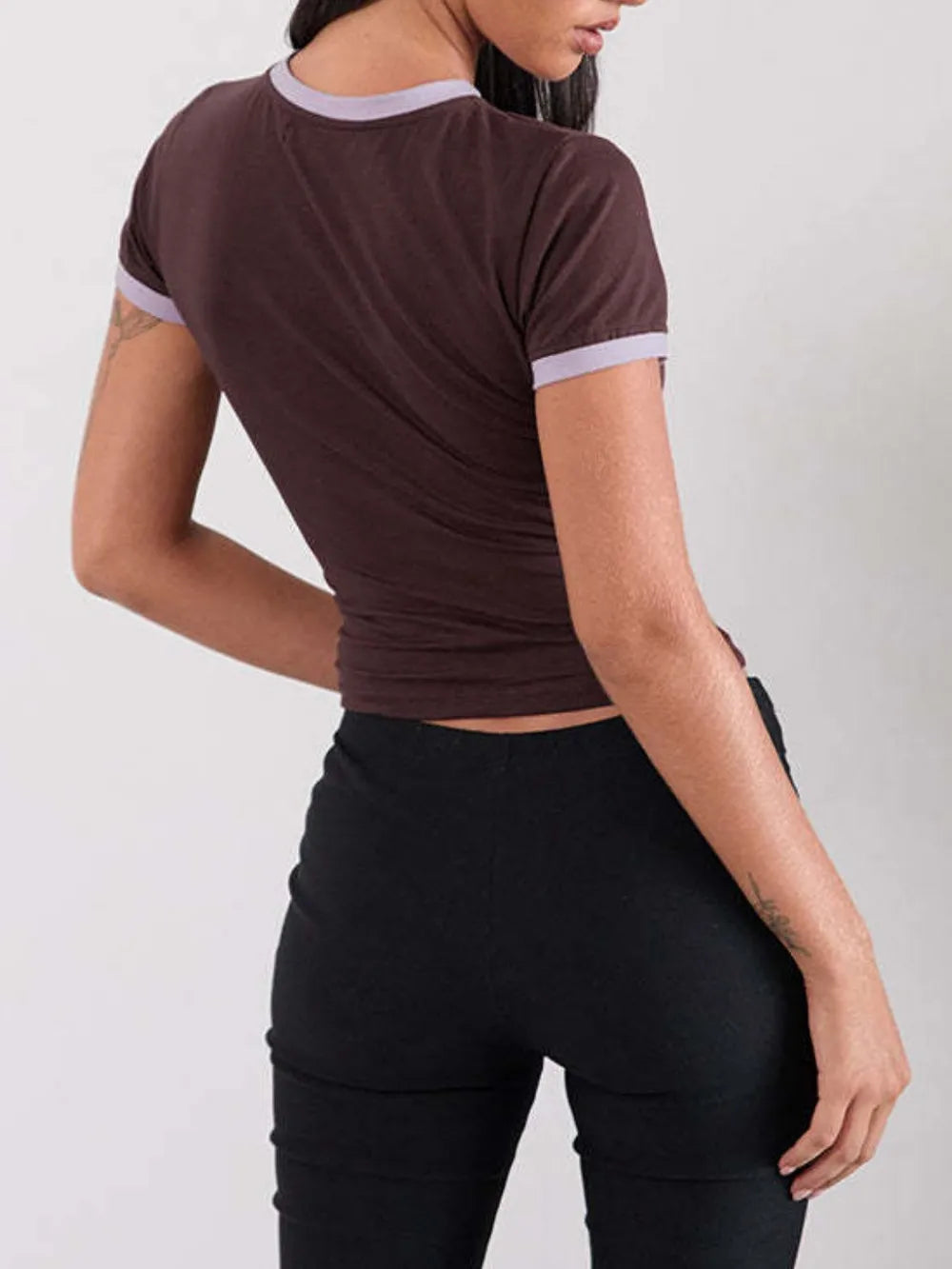 Letter Graphic Round Neck Short Sleeve T-Shirt - Maria de Fatima Andrade