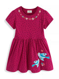 Children's Floral Embroidered Bird Applique Dress - Maria de Fatima Andrade
