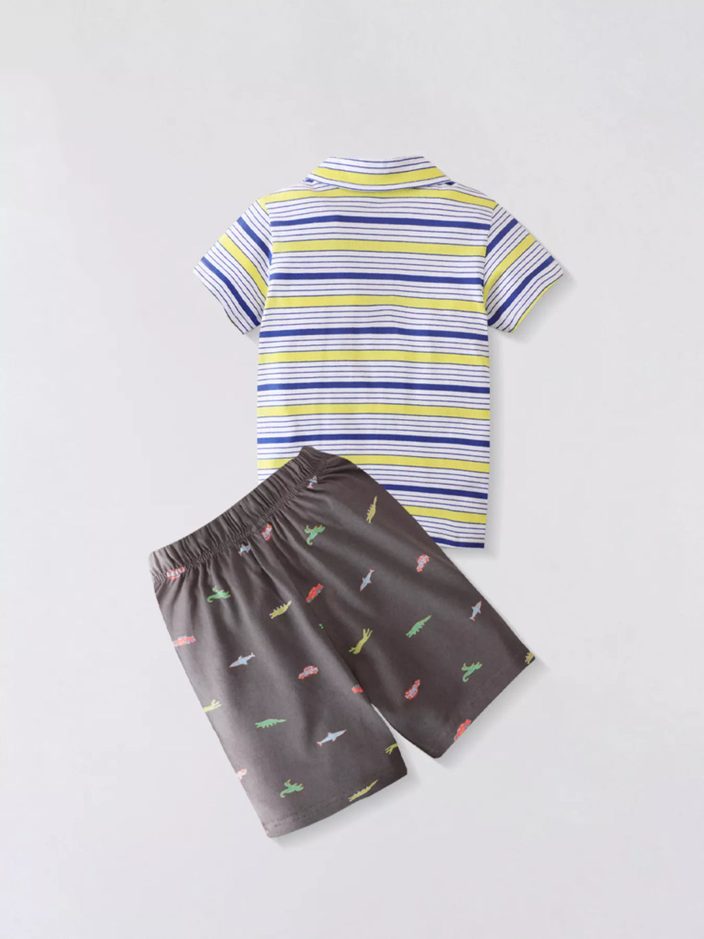 Children's Striped Polo Shirt & Printed Shorts Set - Maria de Fatima Andrade