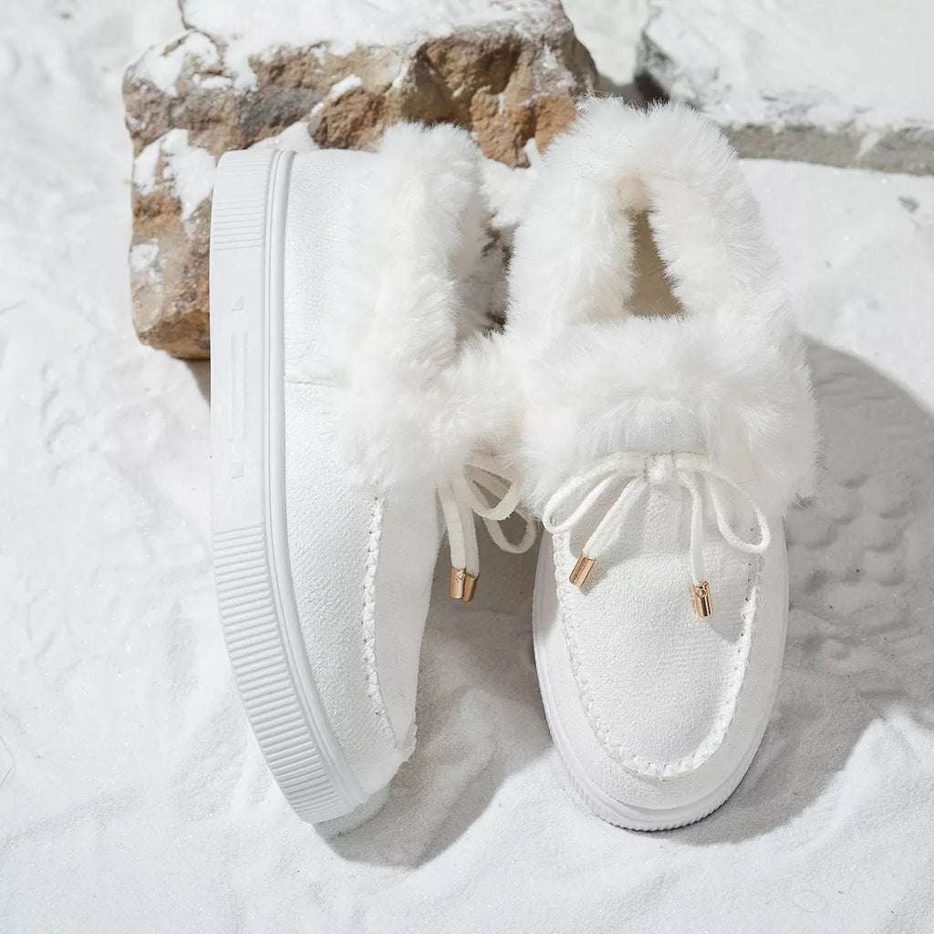Fuzzy Round Toe Slip-Ons - Maria de Fatima Andrade
