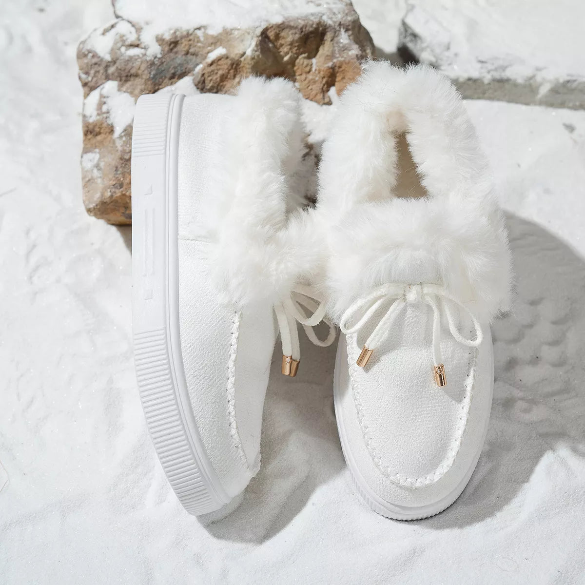 Fuzzy Round Toe Slip-Ons - Maria de Fatima Andrade