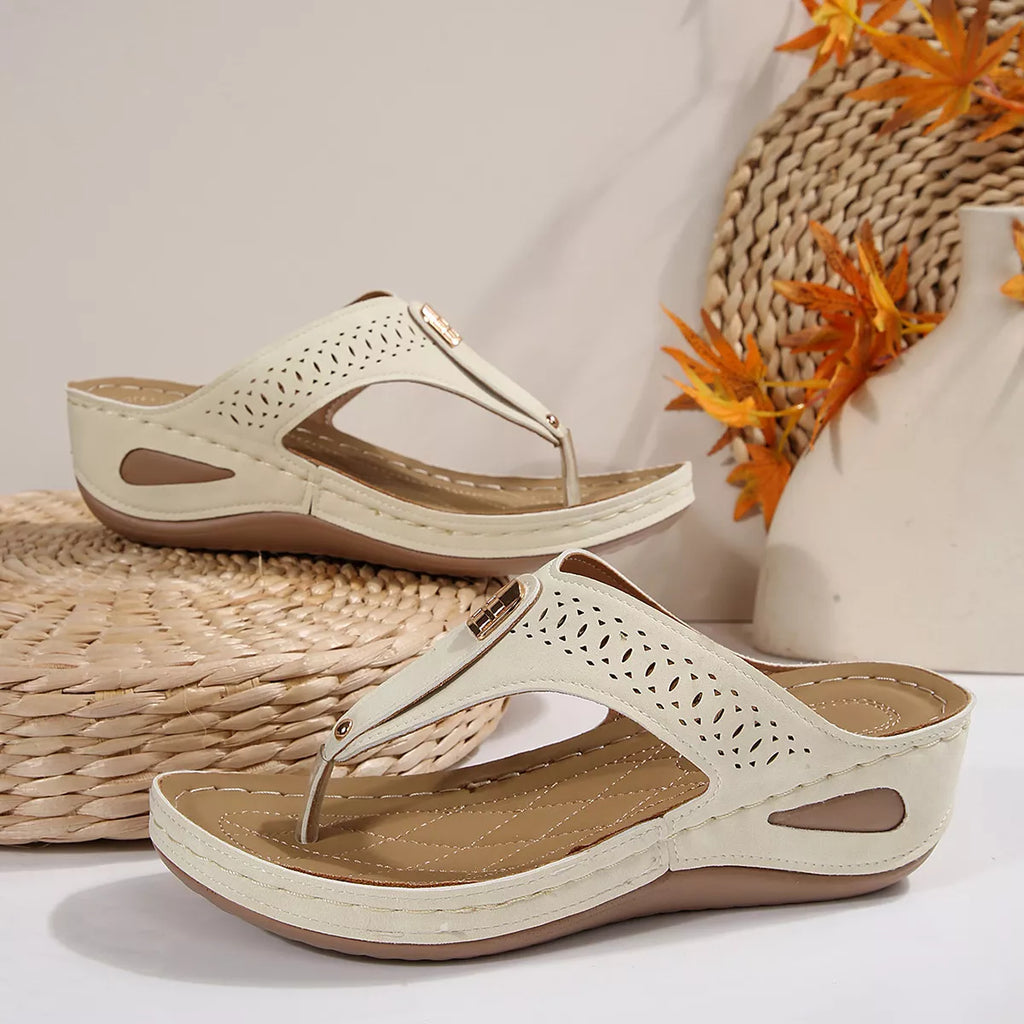 Toe Post Wedge Sandals - Maria de Fatima Andrade
