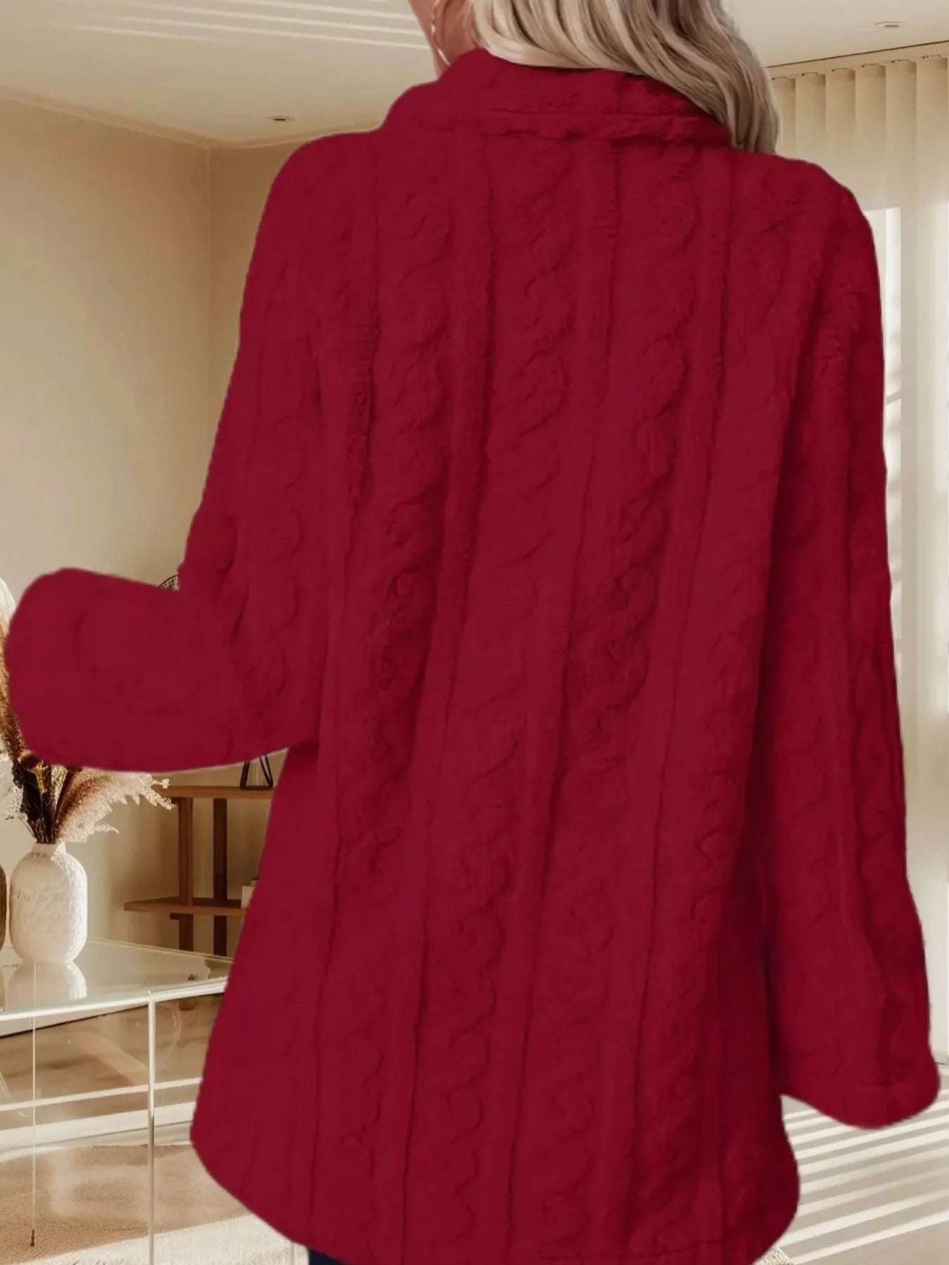 Double-Breasted Fleece Longline Coat - Maria de Fatima Andrade