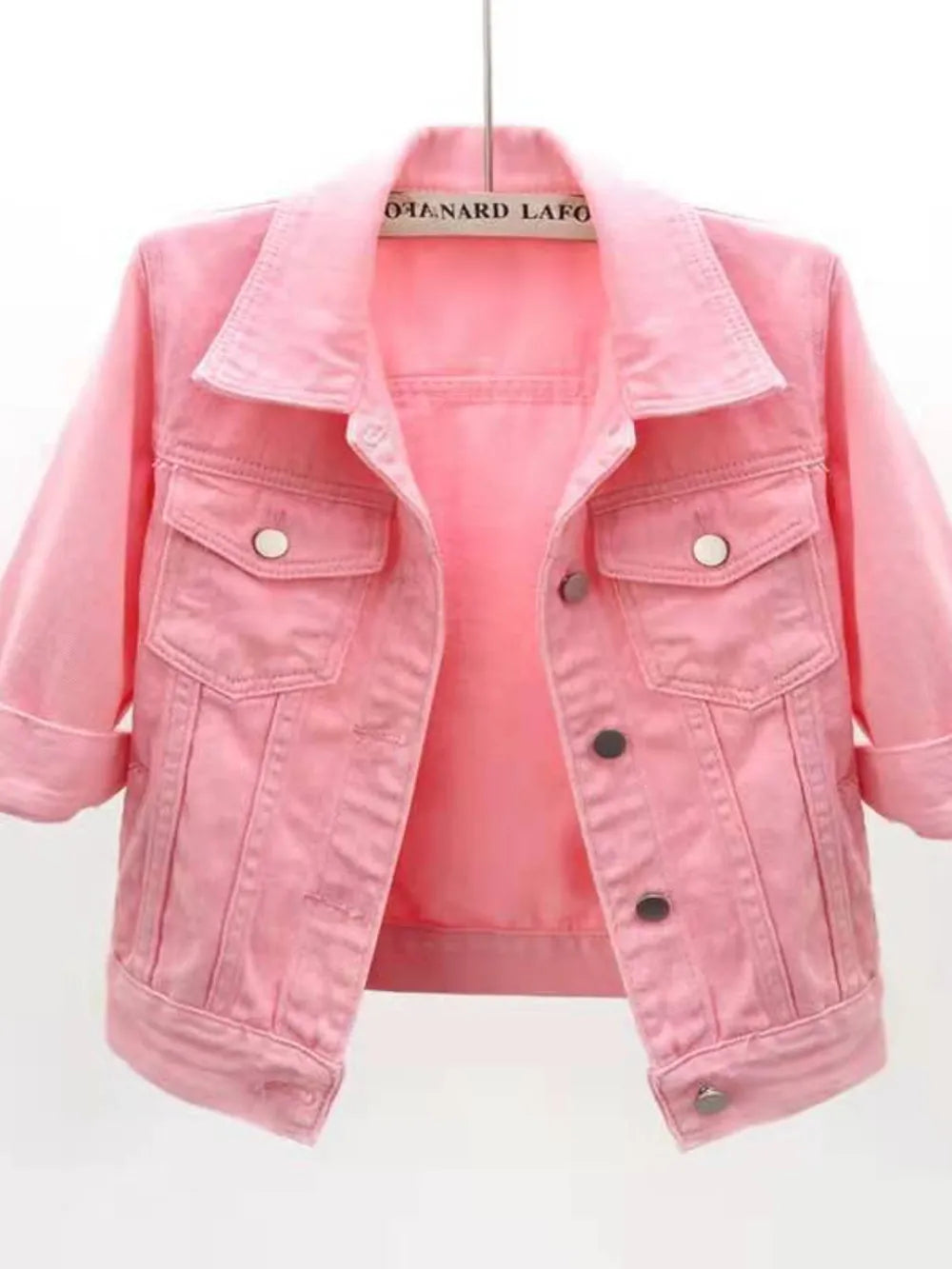 Full Size Cropped  Denim Jacket Plus Size - Maria de Fatima Andrade
