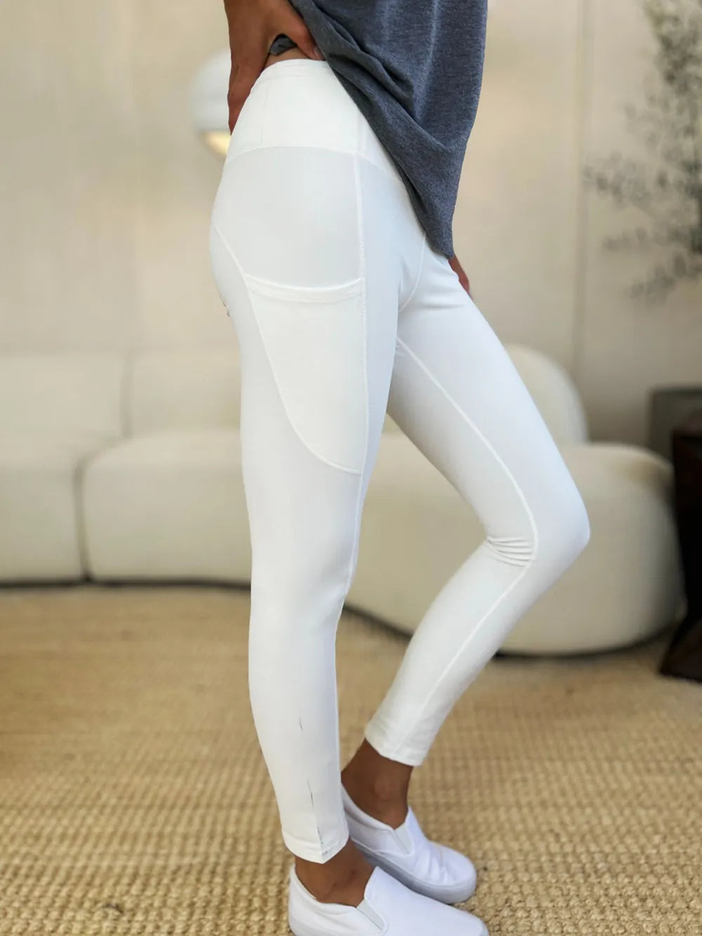 Wide Waistband Sports Leggings - Maria de Fatima Andrade