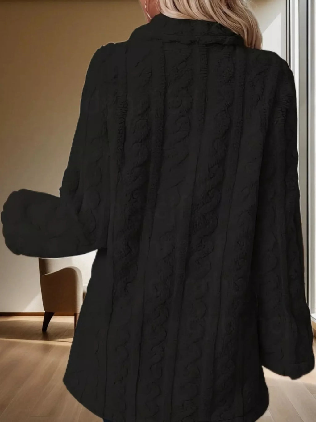 Double-Breasted Fleece Longline Coat - Maria de Fatima Andrade