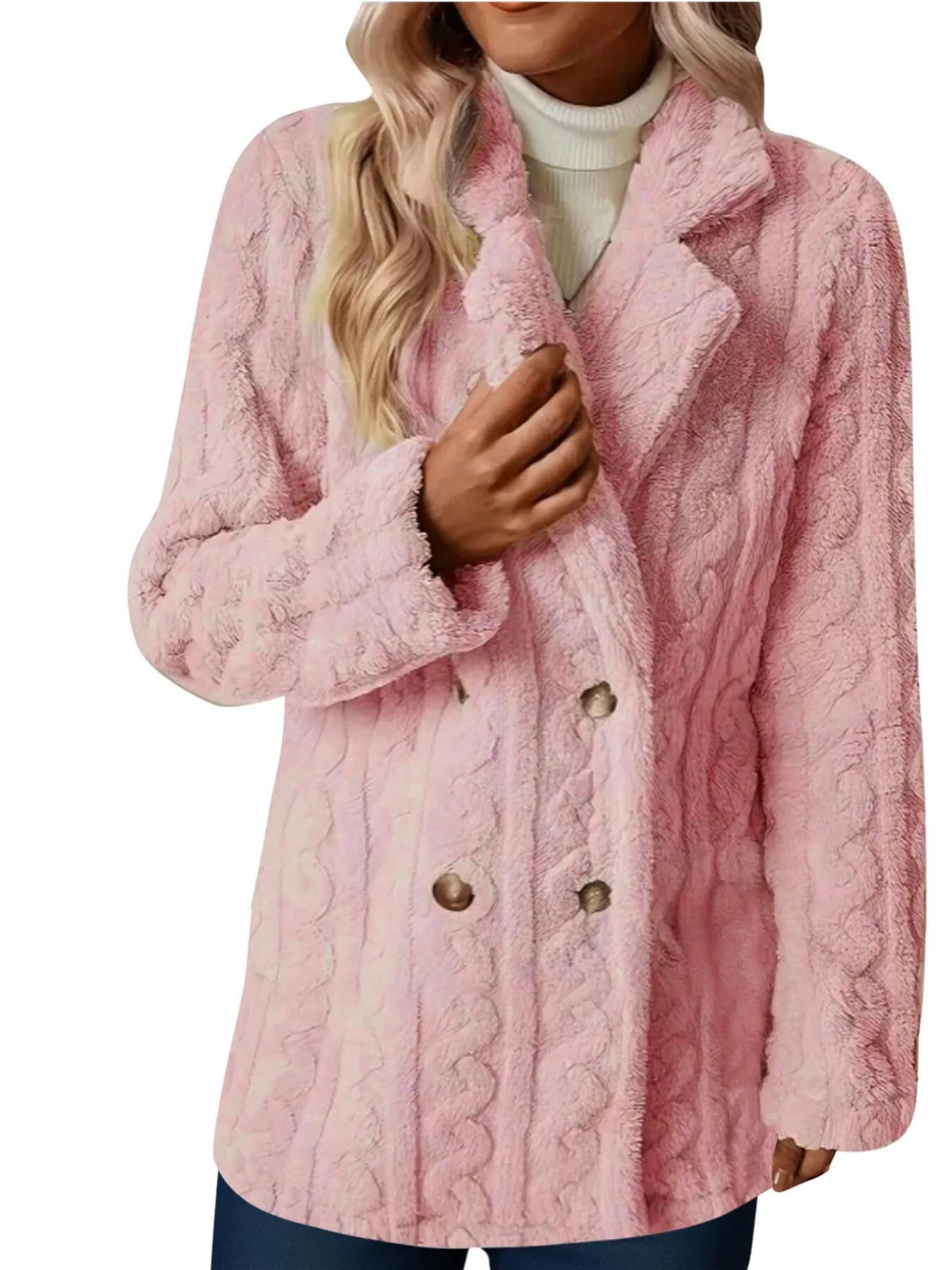 Double-Breasted Fleece Longline Coat - Maria de Fatima Andrade