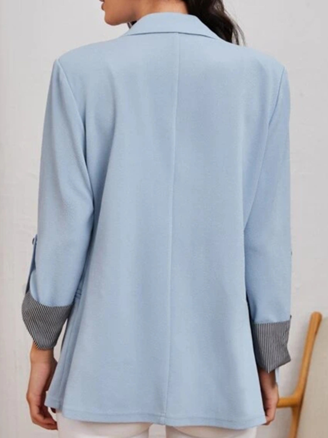 Lapel Collar Roll-Tab Sleeve Blazer - Maria de Fatima Andrade
