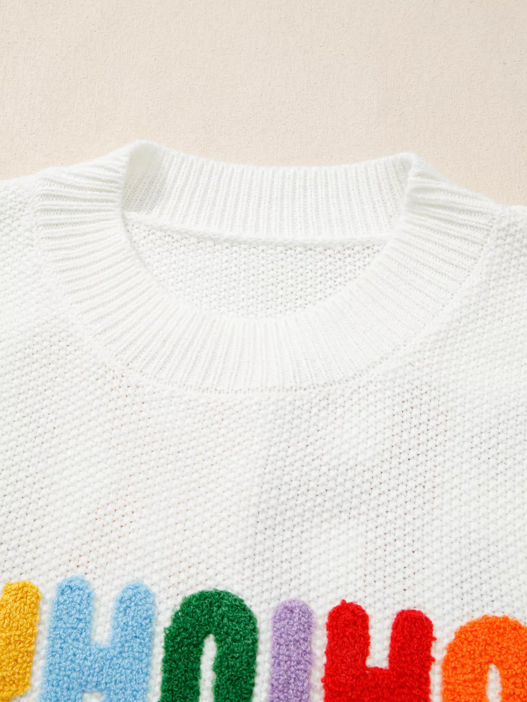 HOHOHO MERRY CHRISTMAS Drop Shoulder Holiday Sweater - Maria de Fatima Andrade