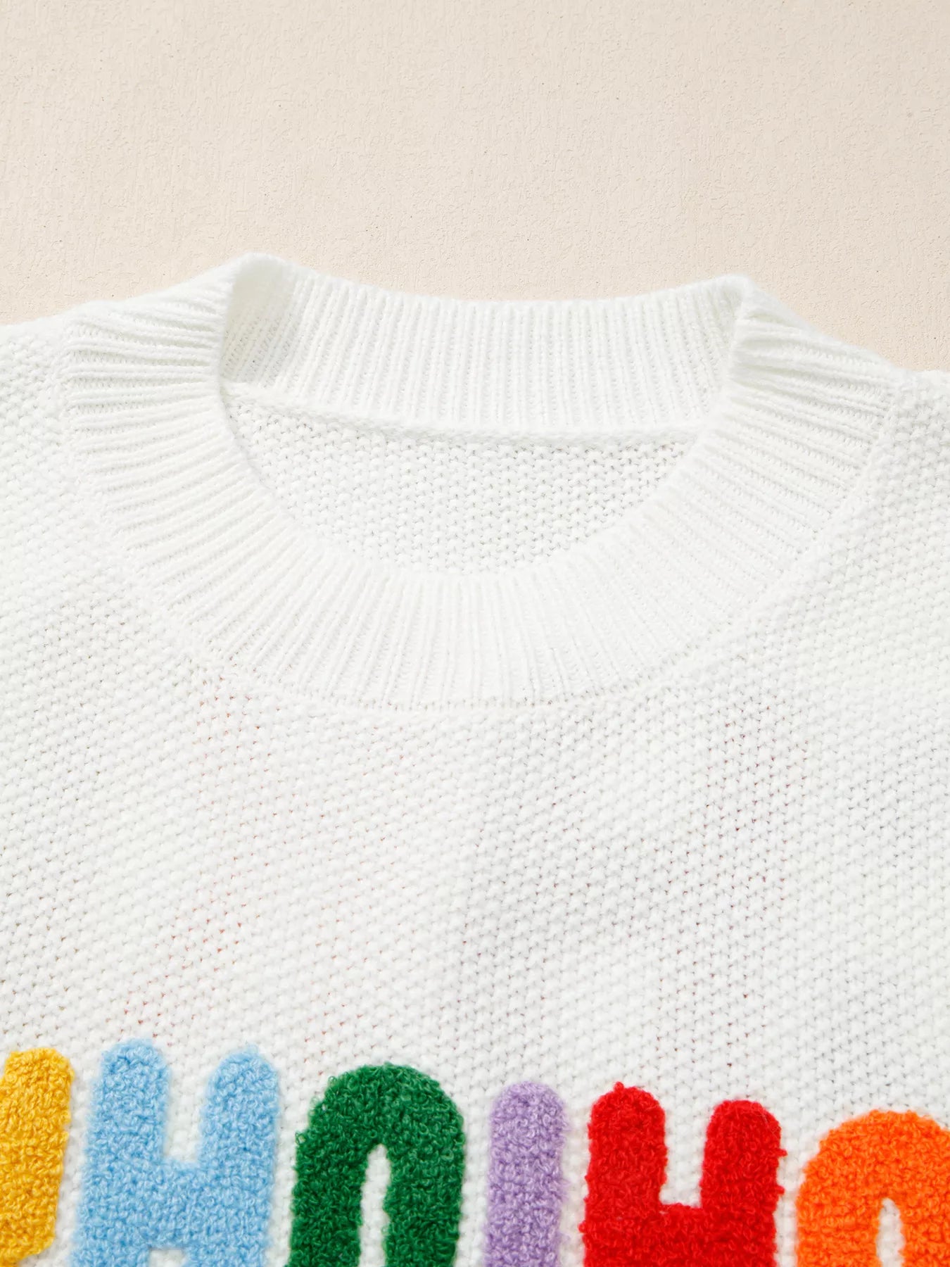 HOHOHO MERRY CHRISTMAS Drop Shoulder Holiday Sweater - Maria de Fatima Andrade
