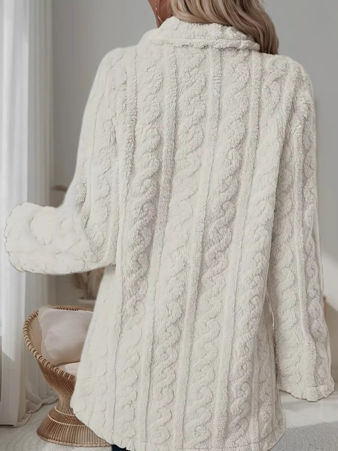 Double-Breasted Fleece Longline Coat - Maria de Fatima Andrade