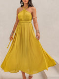 Swiss Dot Backless Sleeveless Maxi Dress - Maria de Fatima Andrade