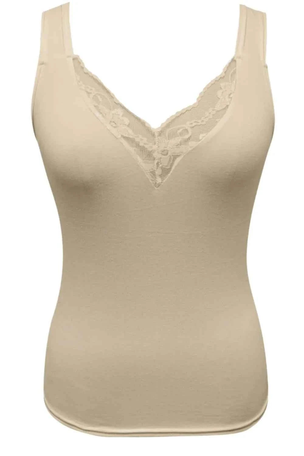 V-Neck Tank with Lace Detail