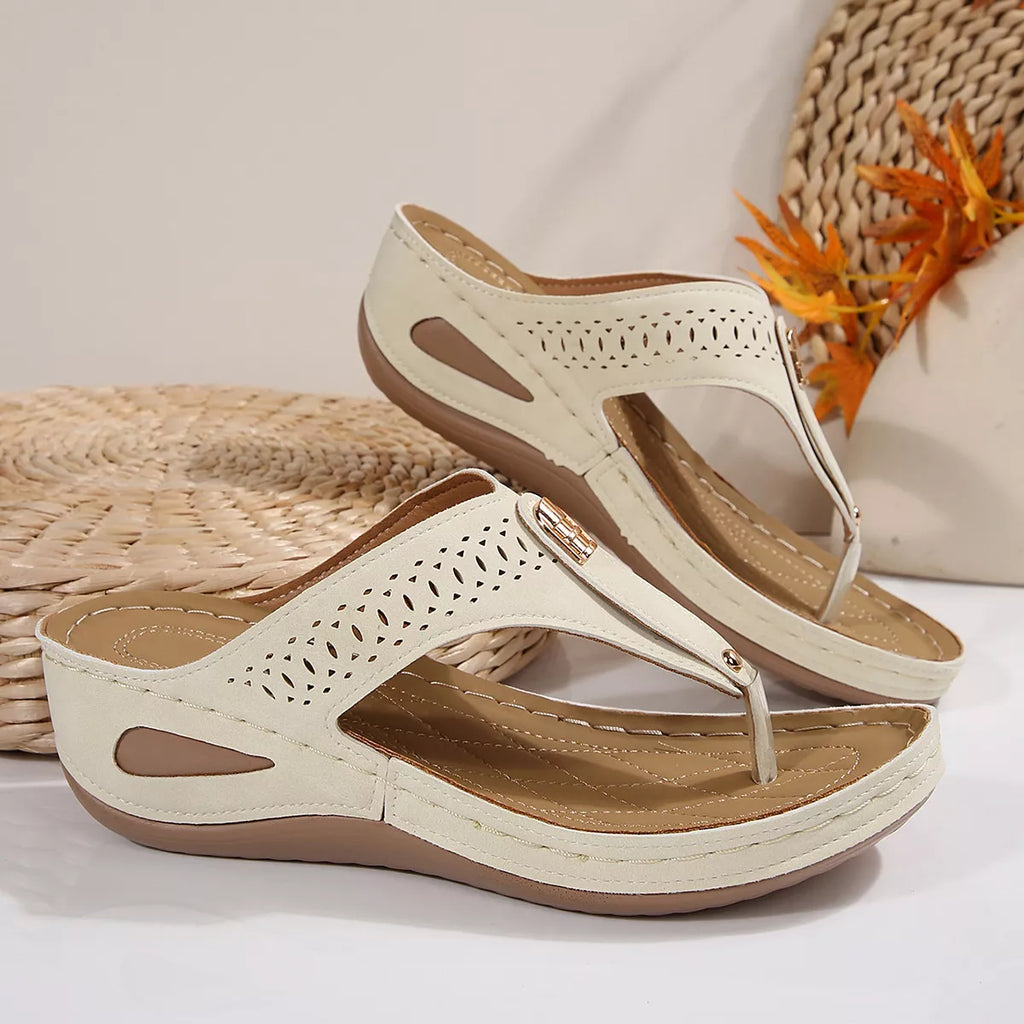 Toe Post Wedge Sandals - Maria de Fatima Andrade