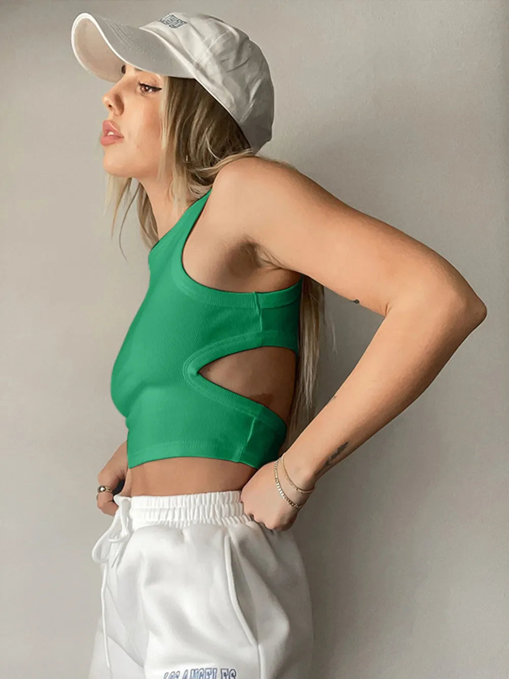 Cutout Round Neck Tank - Maria de Fatima Andrade