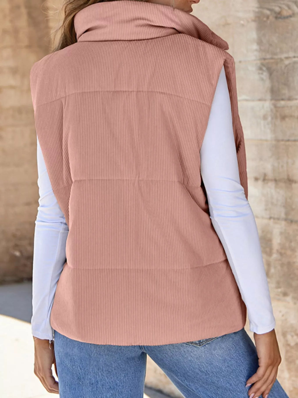 Corduroy Zip Up Vest Coat - Maria de Fatima Andrade
