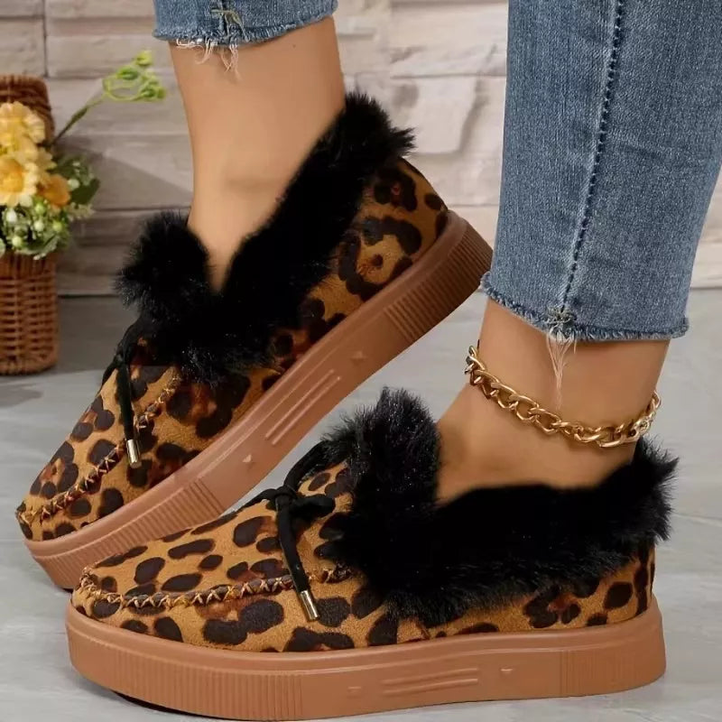 Fuzzy Round Toe Slip-Ons - Maria de Fatima Andrade