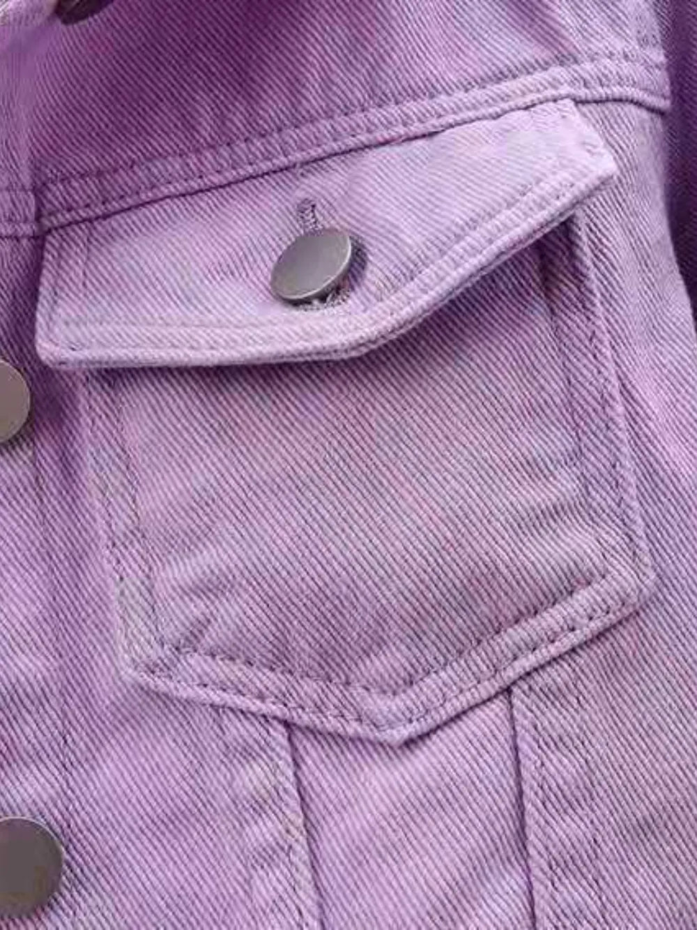 Full Size Cropped  Denim Jacket Plus Size - Maria de Fatima Andrade