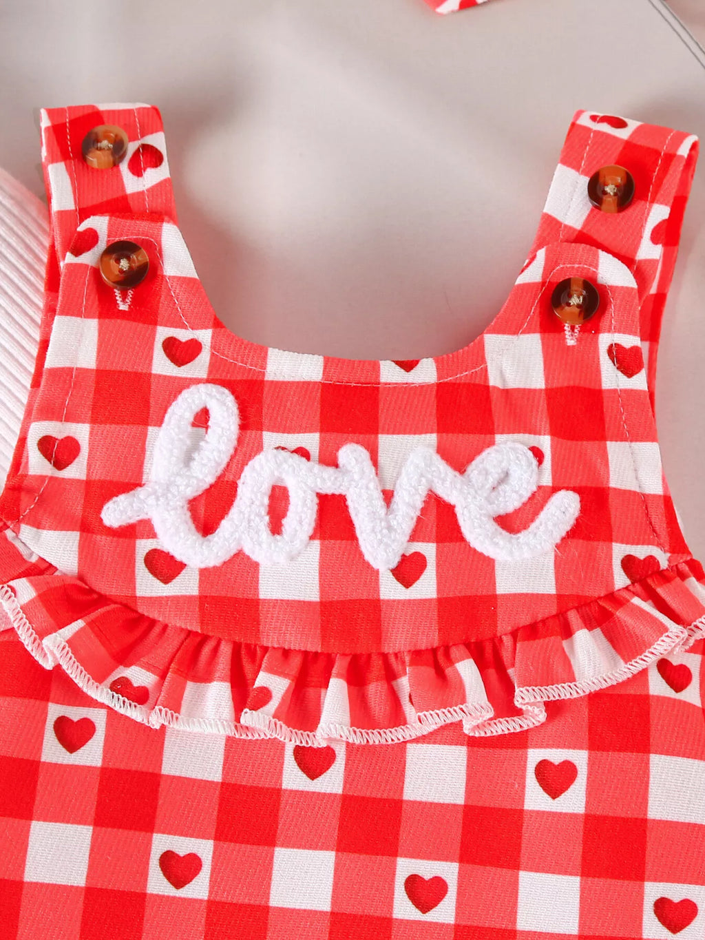 Children's Ruffled Bodysuit and Gingham Dress Set with Headband - Maria de Fatima Andrade