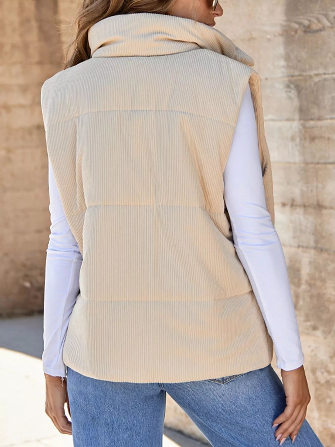 Corduroy Zip Up Vest Coat - Maria de Fatima Andrade