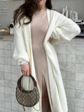 Fuzzy Open Front Solid Color Cardigan - Maria de Fatima Andrade
