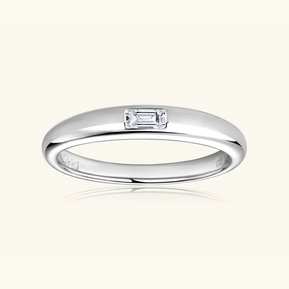 925 Sterling Silver Inlaid Moissanite Ring - Maria de Fatima Andrade