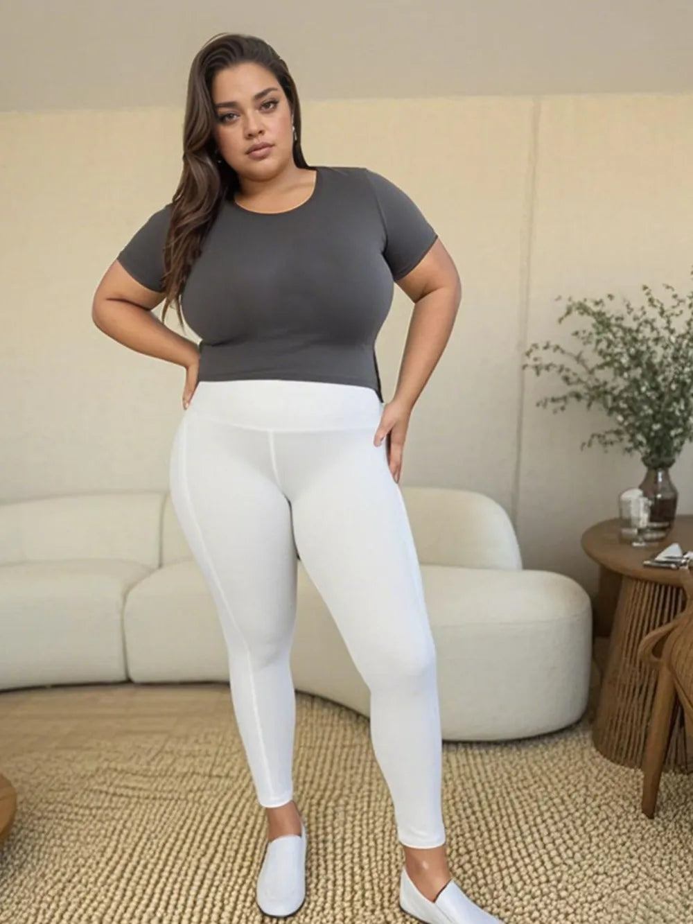 Wide Waistband Sports Leggings - Maria de Fatima Andrade