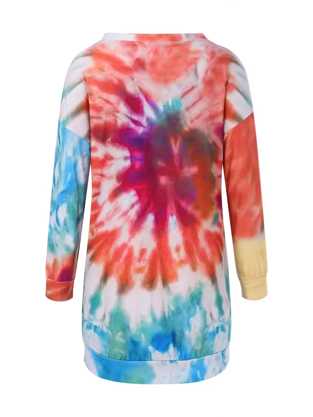 Full Size Tie-Dye Round Neck Long Sleeve Dress - Maria de Fatima Andrade