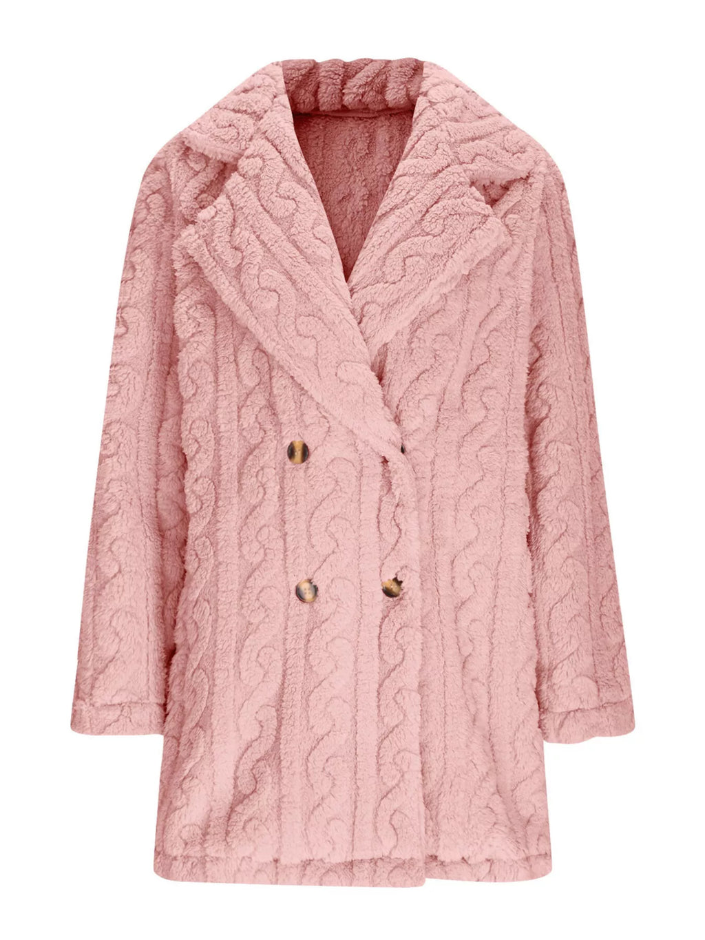 Double-Breasted Fleece Longline Coat - Maria de Fatima Andrade