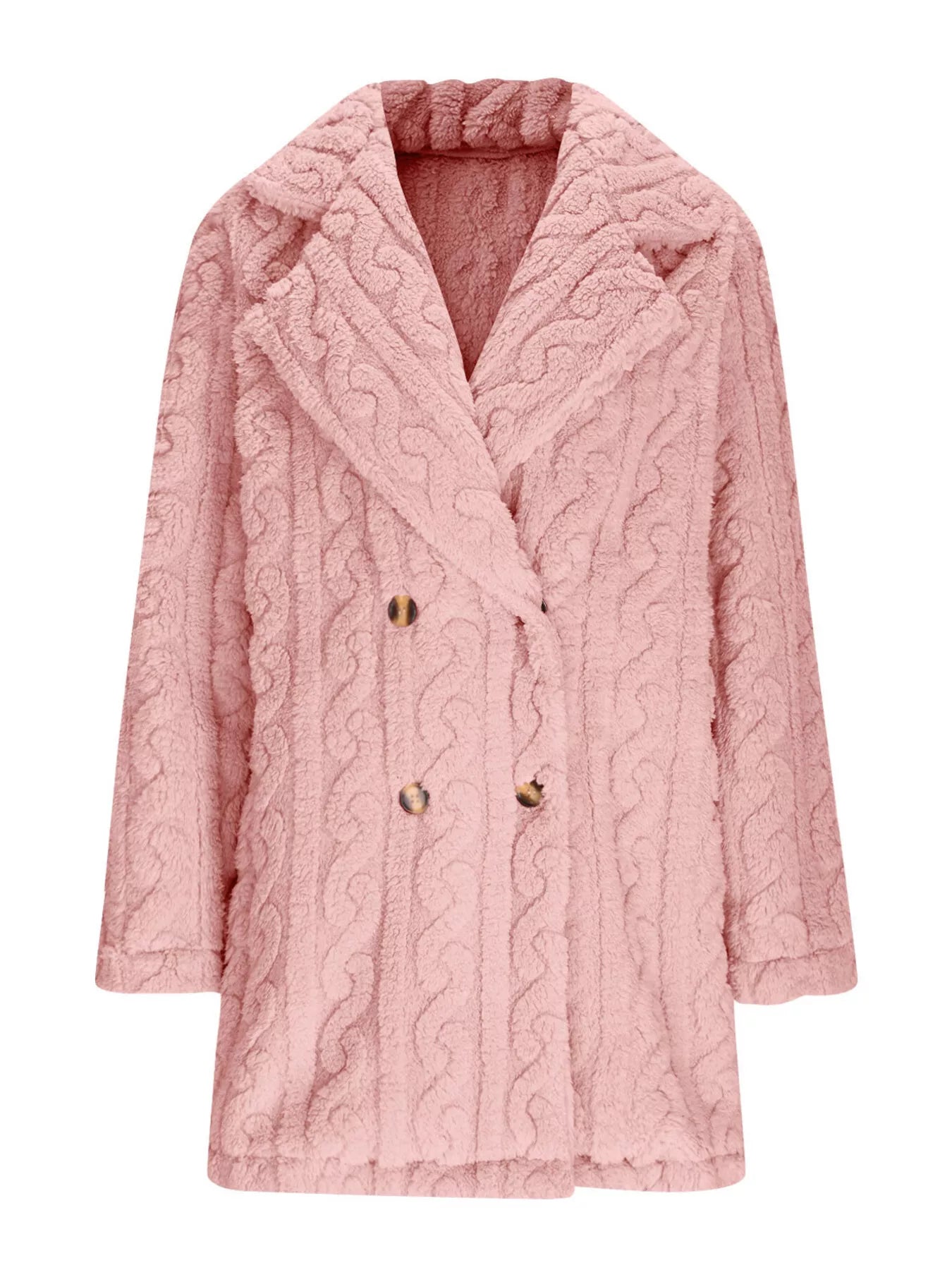 Double-Breasted Fleece Longline Coat - Maria de Fatima Andrade