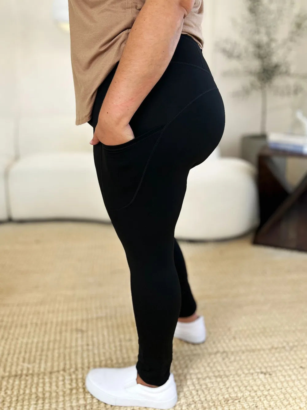 Wide Waistband Sports Leggings - Maria de Fatima Andrade