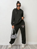 Graphic Hoodie and Sweatpants Set - Maria de Fatima Andrade