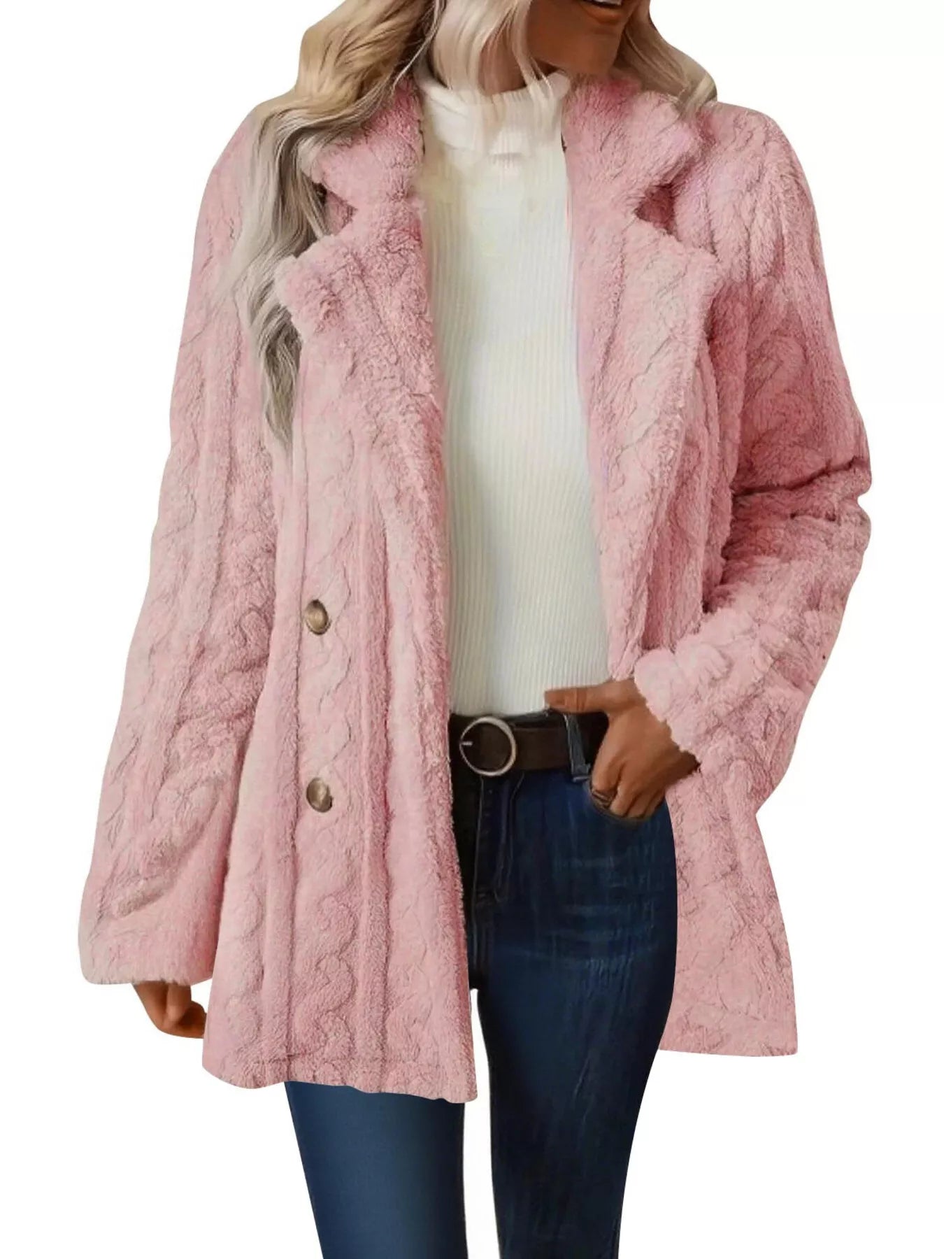 Double-Breasted Fleece Longline Coat - Maria de Fatima Andrade