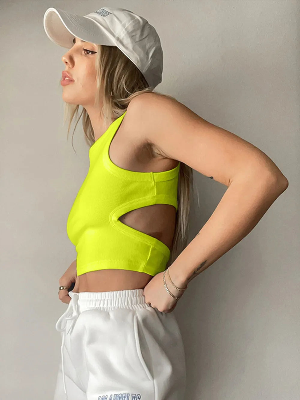 Cutout Round Neck Tank - Maria de Fatima Andrade
