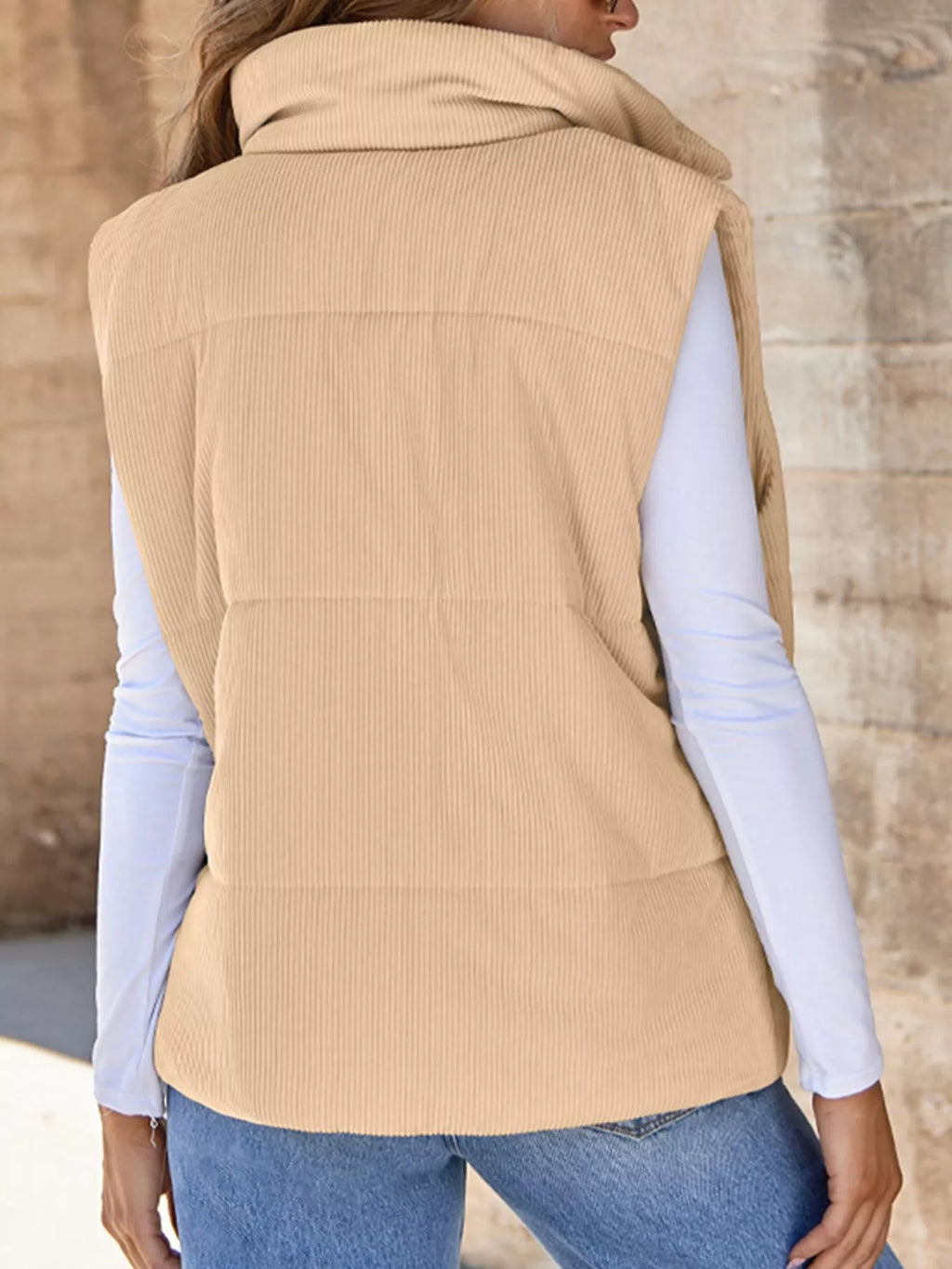 Corduroy Zip Up Vest Coat - Maria de Fatima Andrade
