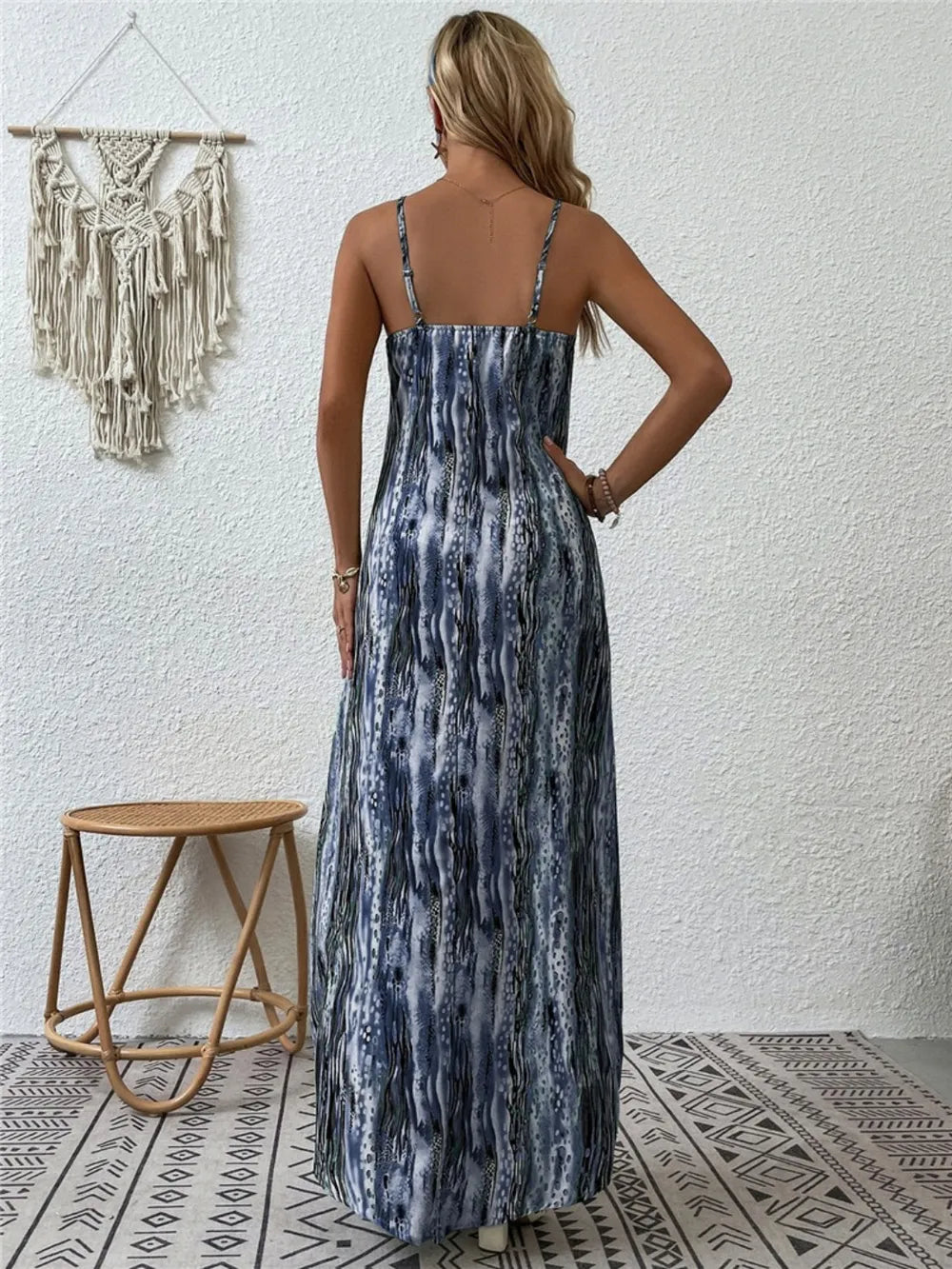 Full Size Printed Scoop Neck Maxi Cami Dress - Maria de Fatima Andrade
