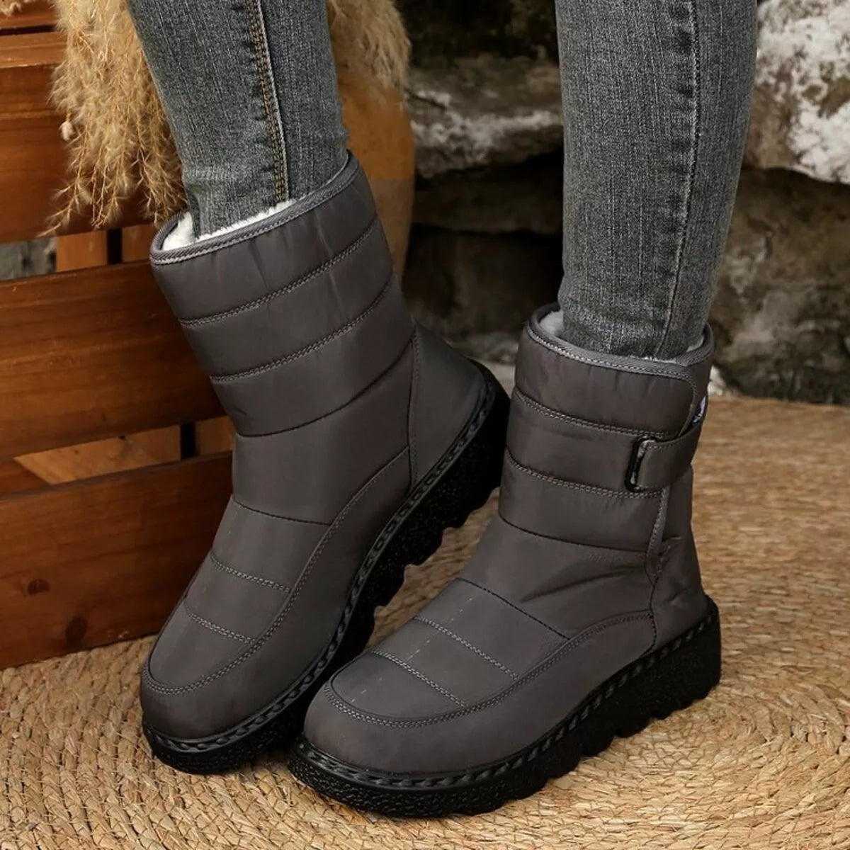 Warm Padded Waterproof Snow Boots - Maria de Fatima Andrade
