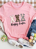 Happy Easter Round Neck Short Sleeve T-Shirt - Maria de Fatima Andrade