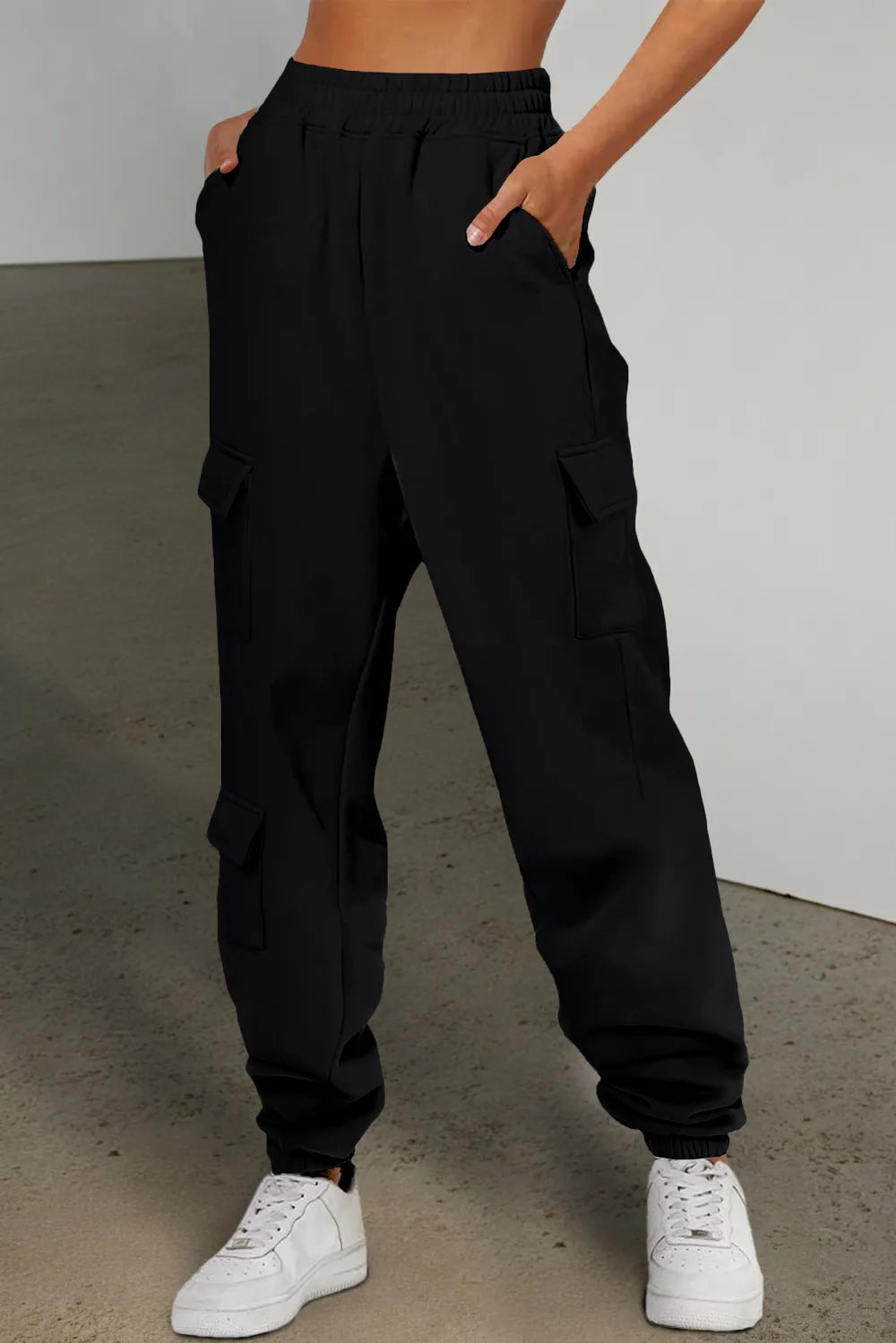 Pocketed Elastic Waist Active Joggers - Maria de Fatima Andrade