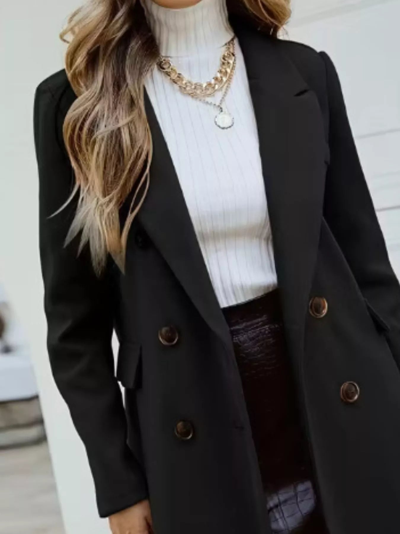 Double-Breasted Longline Coat - Maria de Fatima Andrade