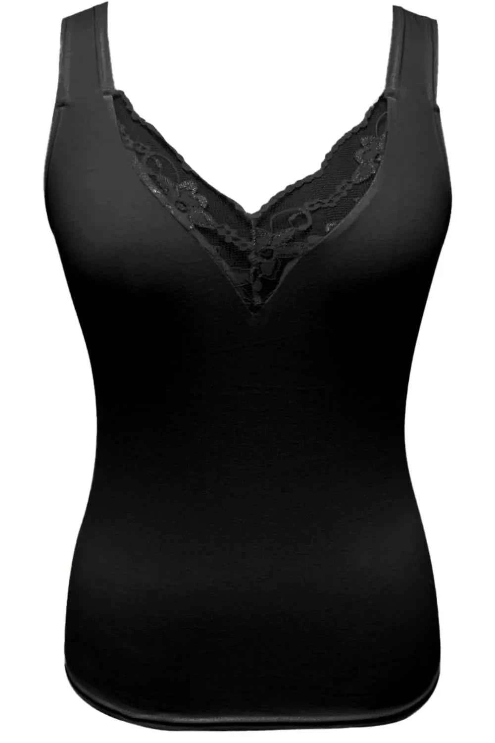 V-Neck Tank with Lace Detail