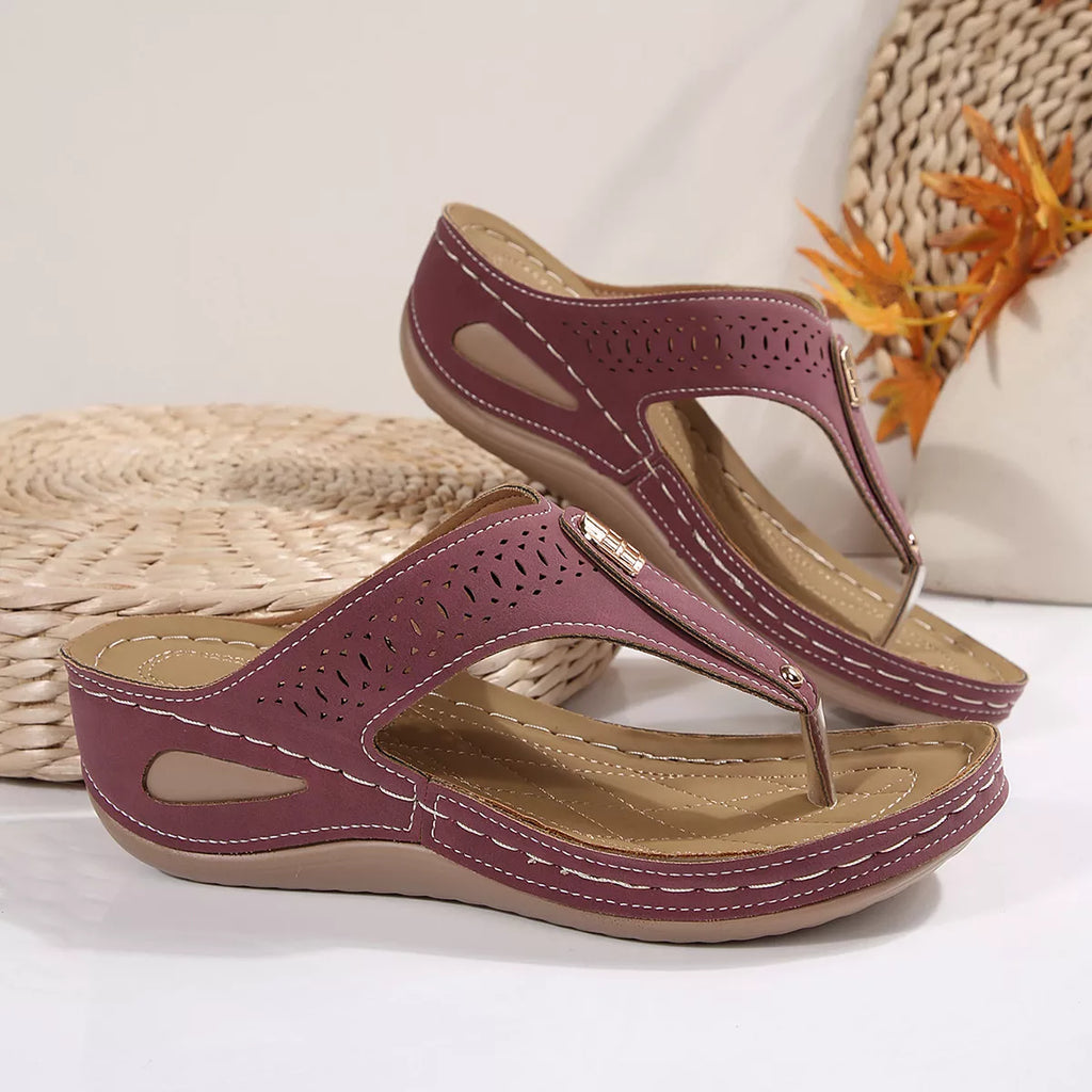 Toe Post Wedge Sandals - Maria de Fatima Andrade