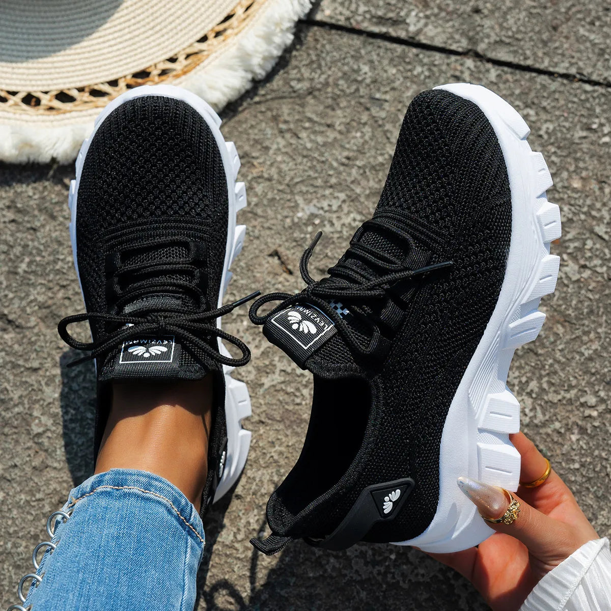 Mesh Lace Up Platform Athletic - Maria de Fatima Andrade