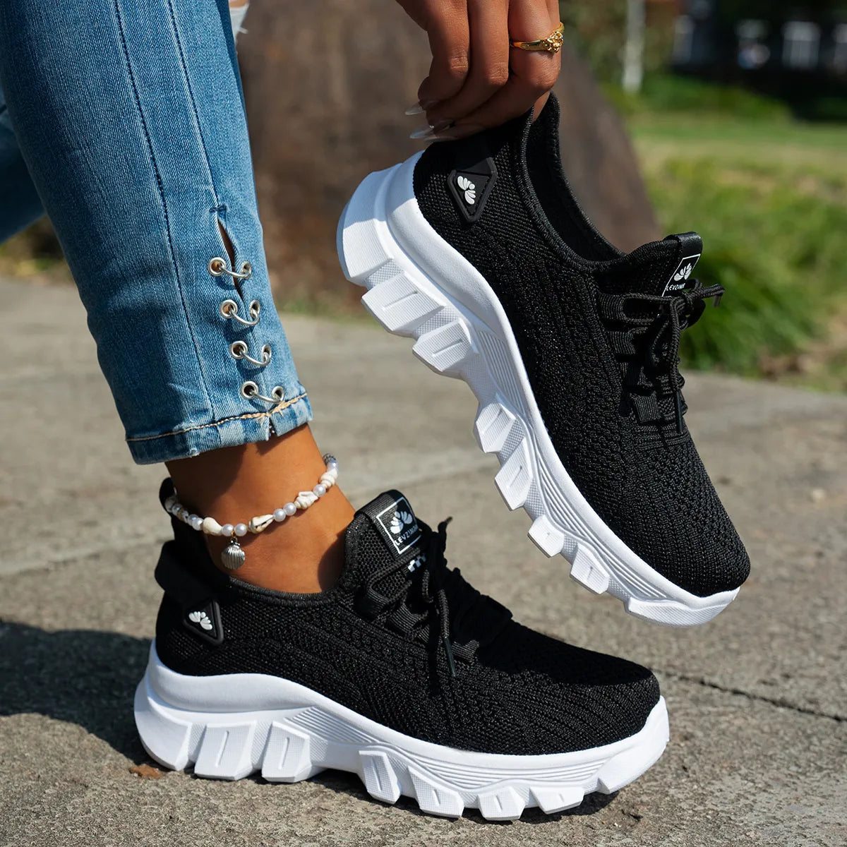 Mesh Lace Up Platform Athletic - Maria de Fatima Andrade