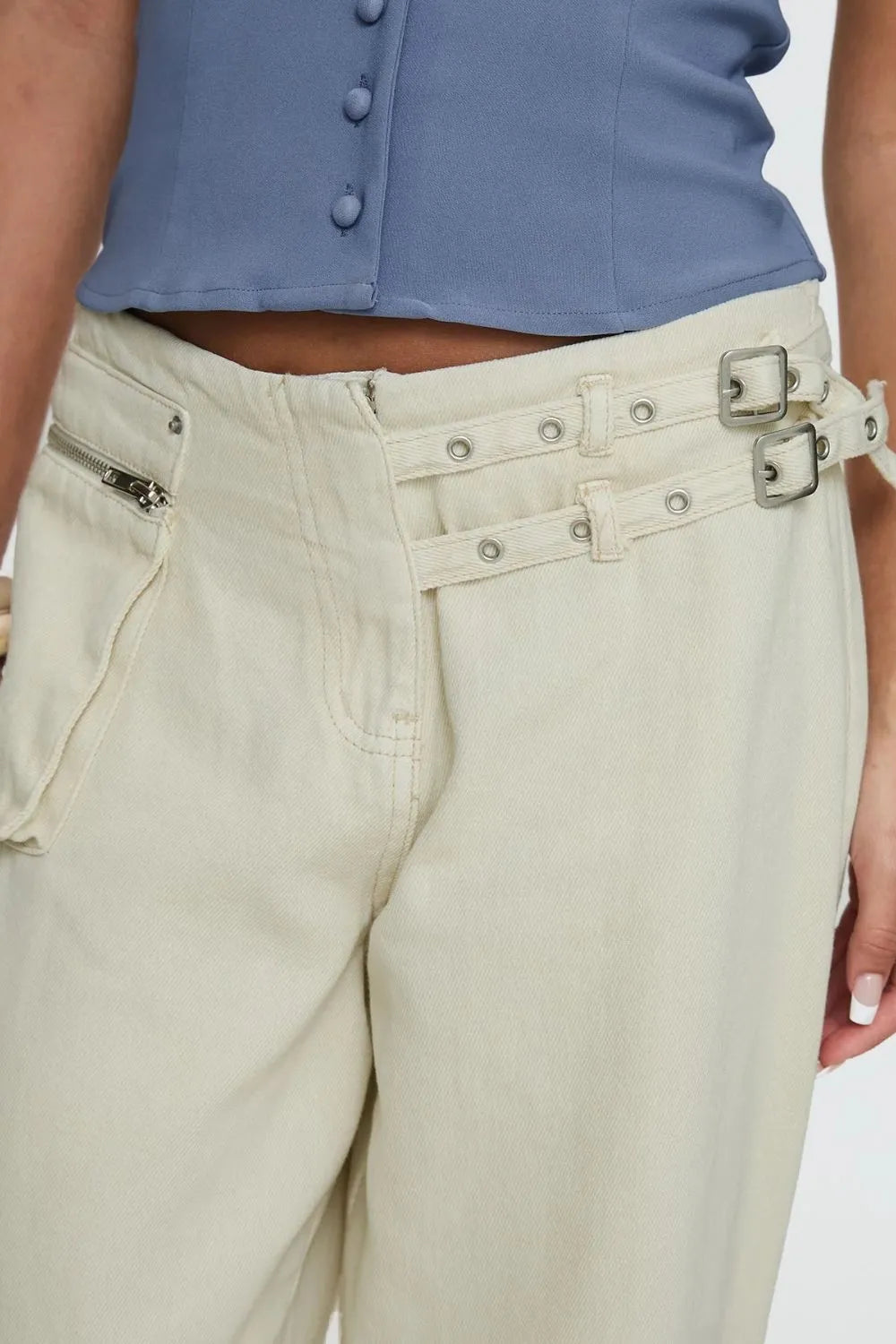 Wide Leg Jeans with Pockets - Maria de Fatima Andrade
