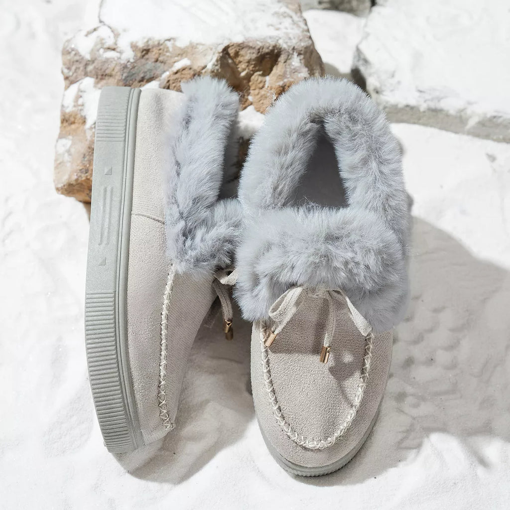 Fuzzy Round Toe Slip-Ons - Maria de Fatima Andrade