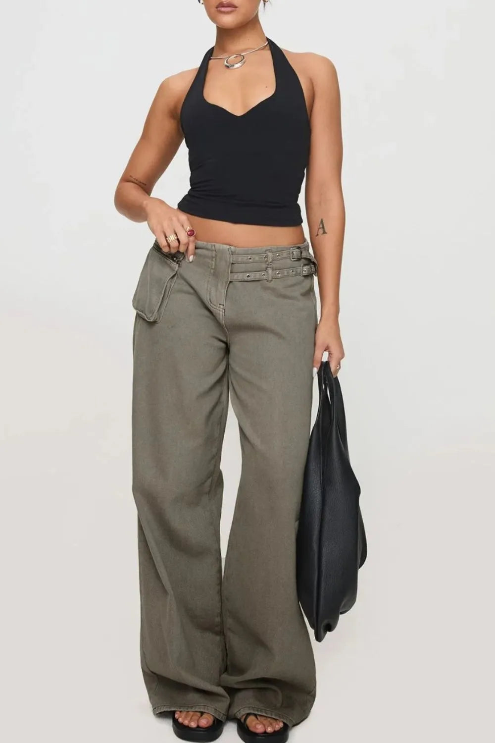 Wide Leg Jeans with Pockets - Maria de Fatima Andrade