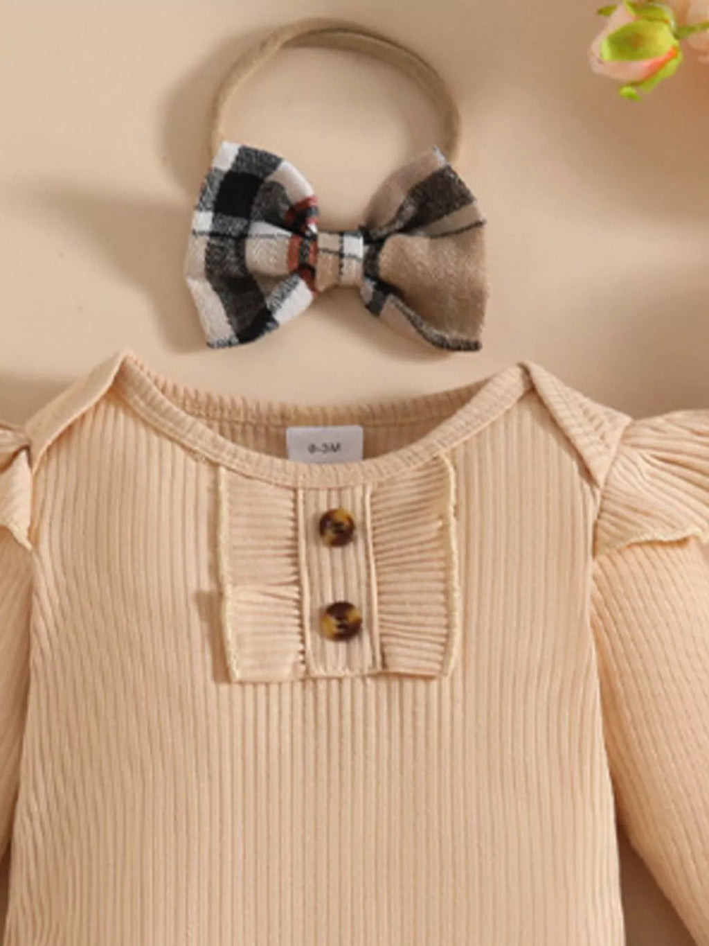 Children's Ruffled Ribbed Bodysuit and Skirt Set with Headband - Maria de Fatima Andrade