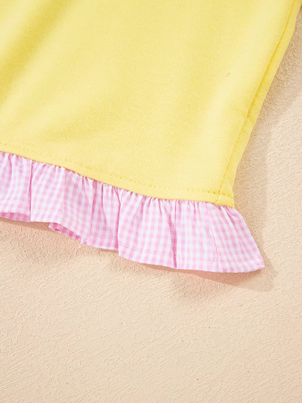 Contrast Frill Hem Round Neck Top and Shorts Set - Maria de Fatima Andrade